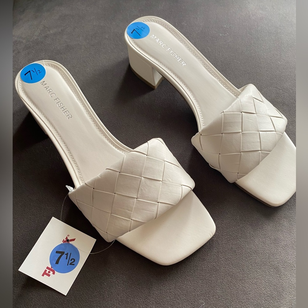 NWT Marc Fisher Casara Heeled Sandal 7.5 white